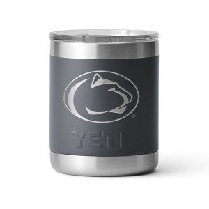 Yeti 10oz lowball charcoal with Penn State Athletic Logo